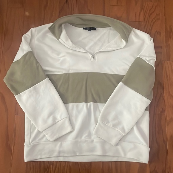 Blue Blush Tops - Striped Quarter Zip